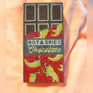 Hot & Spicy Chocolate blinged out box purse. Comes with shoulder chain.